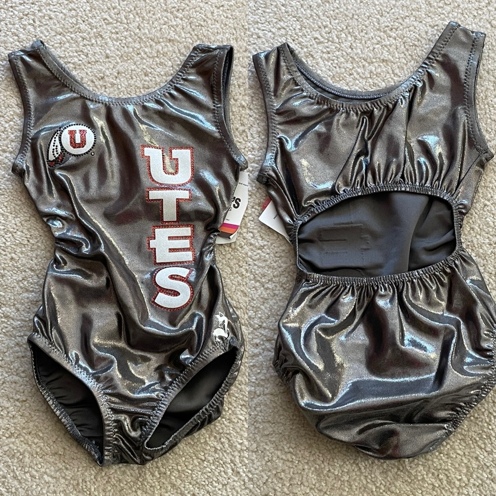 NWT Foxy’s Utah Utes Silver College Gymnastics Leotard Many Sizes